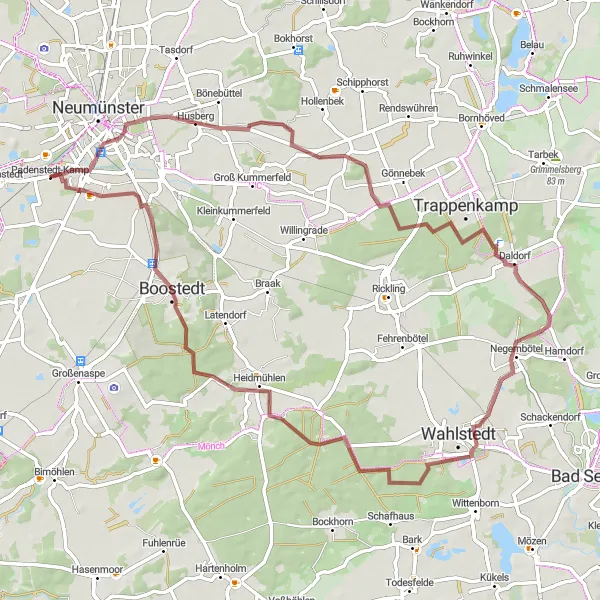 Karten-Miniaturansicht der Radinspiration "Natur pur: Gravel-Tour rund um Wittorf" in Schleswig-Holstein, Germany. Erstellt vom Tarmacs.app-Routenplaner für Radtouren