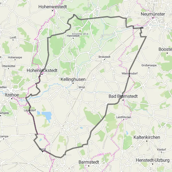 Map miniature of "The Ultimate Road Challenge" cycling inspiration in Schleswig-Holstein, Germany. Generated by Tarmacs.app cycling route planner