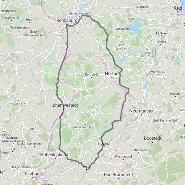 Map miniature of "Kellinghusen Loop - Epic Road Adventure" cycling inspiration in Schleswig-Holstein, Germany. Generated by Tarmacs.app cycling route planner