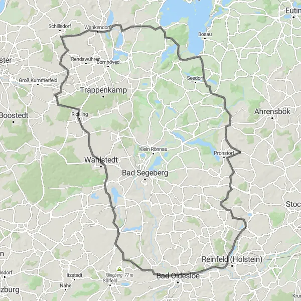 Karten-Miniaturansicht der Radinspiration "Radtour durch Wankendorf" in Schleswig-Holstein, Germany. Erstellt vom Tarmacs.app-Routenplaner für Radtouren