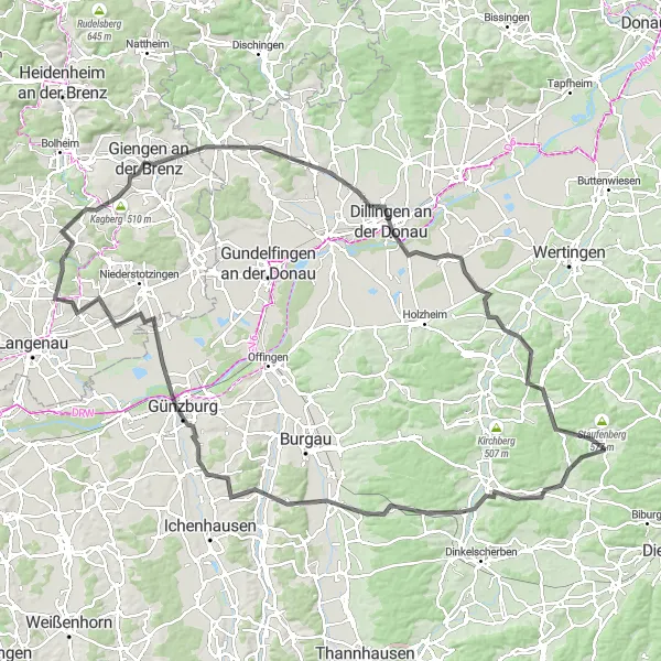 Karten-Miniaturansicht der Radinspiration "Rund um Zusmarshausen" in Schwaben, Germany. Erstellt vom Tarmacs.app-Routenplaner für Radtouren