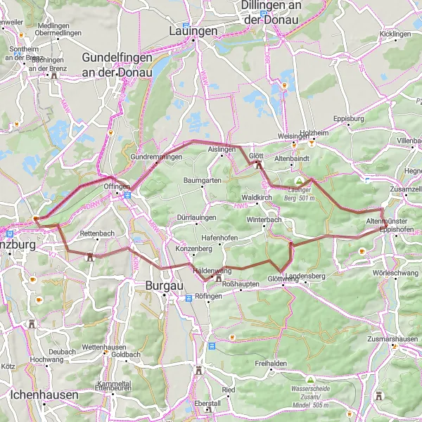 Karten-Miniaturansicht der Radinspiration "Historische Erkundungstour in Schwaben" in Schwaben, Germany. Erstellt vom Tarmacs.app-Routenplaner für Radtouren