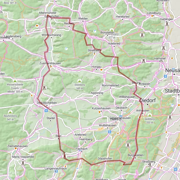 Karten-Miniaturansicht der Radinspiration "Entdeckungstour durch das Allgäu" in Schwaben, Germany. Erstellt vom Tarmacs.app-Routenplaner für Radtouren