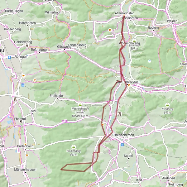 Karten-Miniaturansicht der Radinspiration "Kultur und Natur in Schwaben" in Schwaben, Germany. Erstellt vom Tarmacs.app-Routenplaner für Radtouren