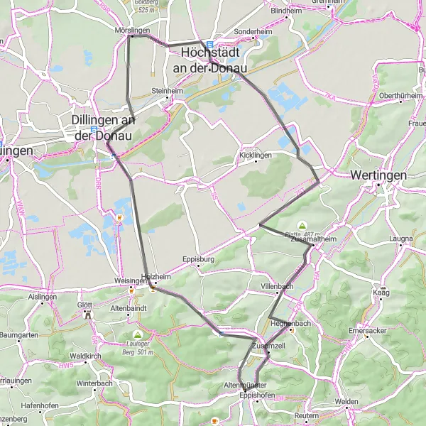 Karten-Miniaturansicht der Radinspiration "Altenmünster und Umgebung" in Schwaben, Germany. Erstellt vom Tarmacs.app-Routenplaner für Radtouren