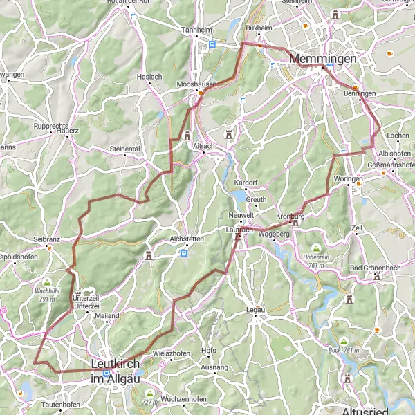 Map miniature of "The Allgäu Adventure" cycling inspiration in Schwaben, Germany. Generated by Tarmacs.app cycling route planner