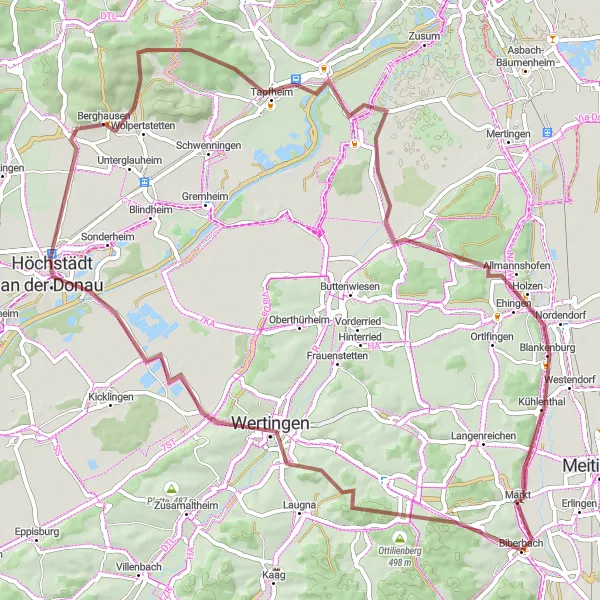 Karten-Miniaturansicht der Radinspiration "Gravel-Tour durch Weinberge und Natur" in Schwaben, Germany. Erstellt vom Tarmacs.app-Routenplaner für Radtouren