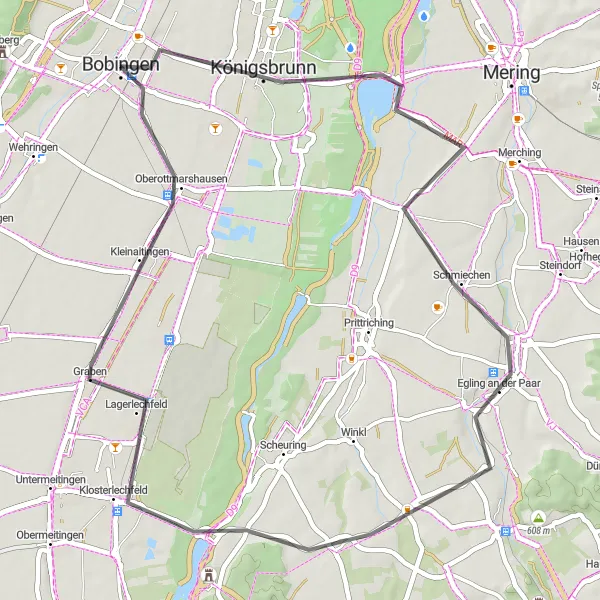 Karten-Miniaturansicht der Radinspiration "Schwäbische Hügellandschaften Rundtour" in Schwaben, Germany. Erstellt vom Tarmacs.app-Routenplaner für Radtouren