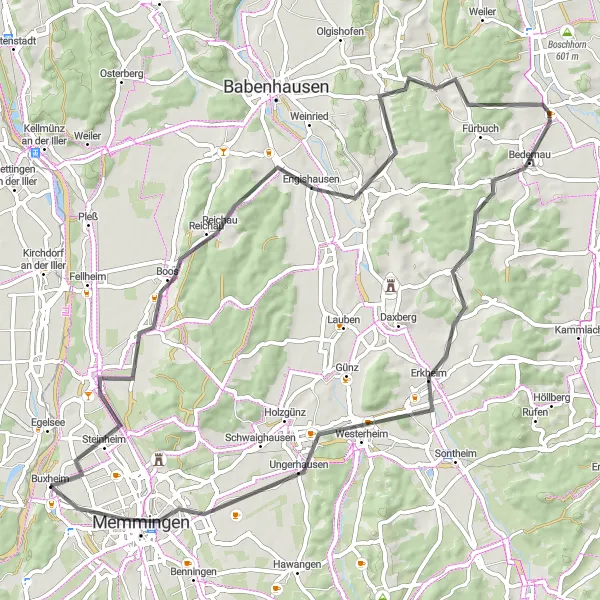 Karten-Miniaturansicht der Radinspiration "Historische Radtour durch die Umgebung" in Schwaben, Germany. Erstellt vom Tarmacs.app-Routenplaner für Radtouren