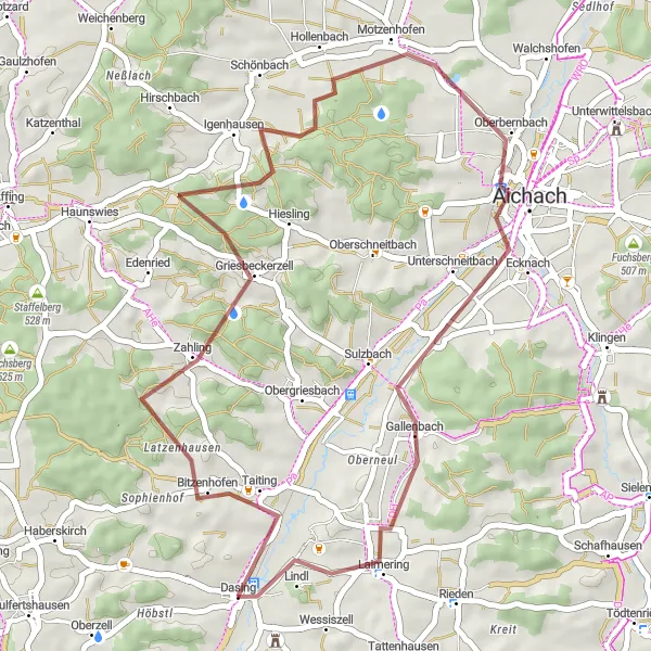 Karten-Miniaturansicht der Radinspiration "Die Adventure-Tour von Dasing" in Schwaben, Germany. Erstellt vom Tarmacs.app-Routenplaner für Radtouren