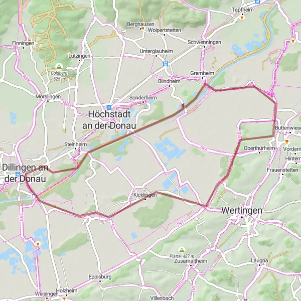 Map miniature of "Steinheim Loop" cycling inspiration in Schwaben, Germany. Generated by Tarmacs.app cycling route planner
