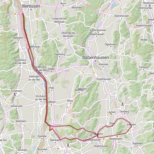 Map miniature of "Scenic Countryside Ride" cycling inspiration in Schwaben, Germany. Generated by Tarmacs.app cycling route planner