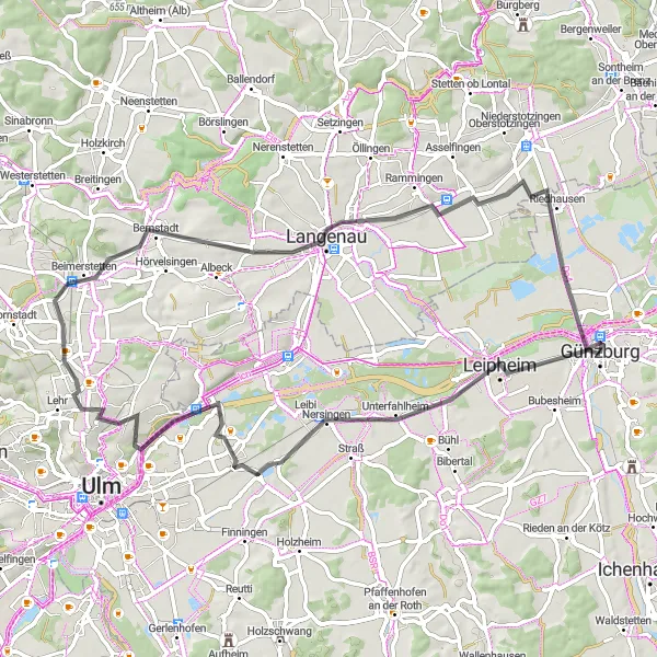 Karten-Miniaturansicht der Radinspiration "Pitoreske Road Tour durch Schwaben" in Schwaben, Germany. Erstellt vom Tarmacs.app-Routenplaner für Radtouren