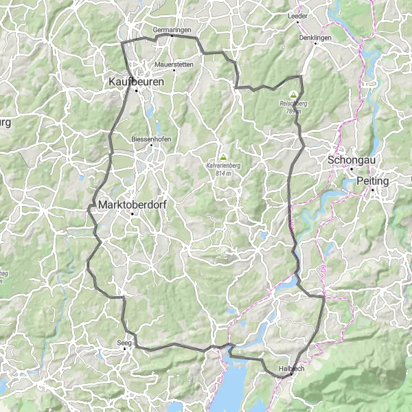 Karten-Miniaturansicht der Radinspiration "Panorama-Tour um Halblech" in Schwaben, Germany. Erstellt vom Tarmacs.app-Routenplaner für Radtouren