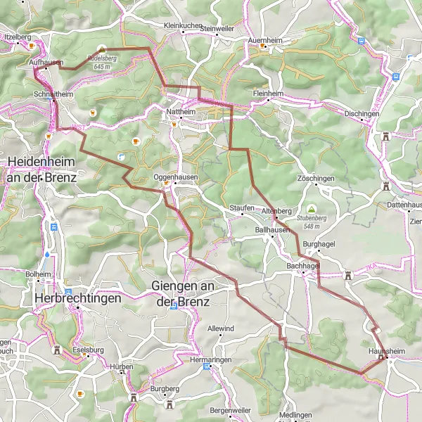 Karten-Miniaturansicht der Radinspiration "Gravel-Entdeckungstour durch die Schwäbische Alb" in Schwaben, Germany. Erstellt vom Tarmacs.app-Routenplaner für Radtouren