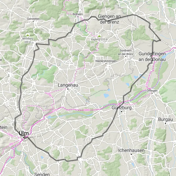 Karten-Miniaturansicht der Radinspiration "Radtour durch Schwaben" in Schwaben, Germany. Erstellt vom Tarmacs.app-Routenplaner für Radtouren
