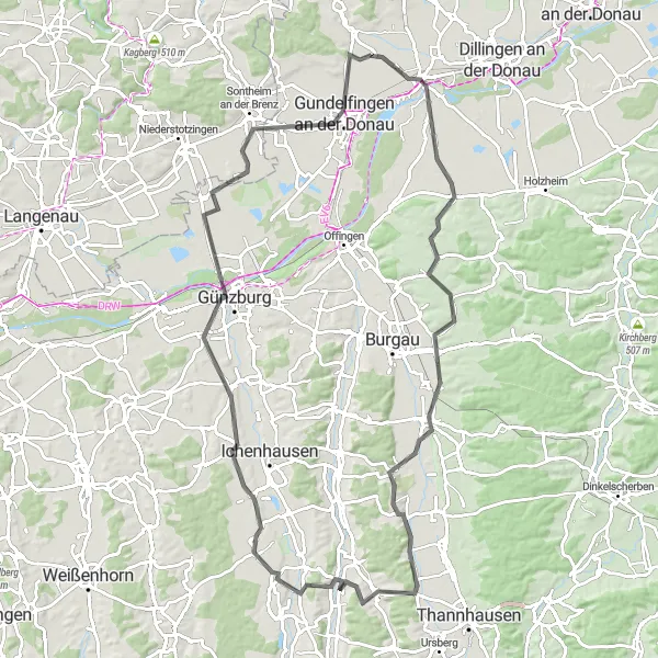 Karten-Miniaturansicht der Radinspiration "Historische Radtour durch Schwaben" in Schwaben, Germany. Erstellt vom Tarmacs.app-Routenplaner für Radtouren