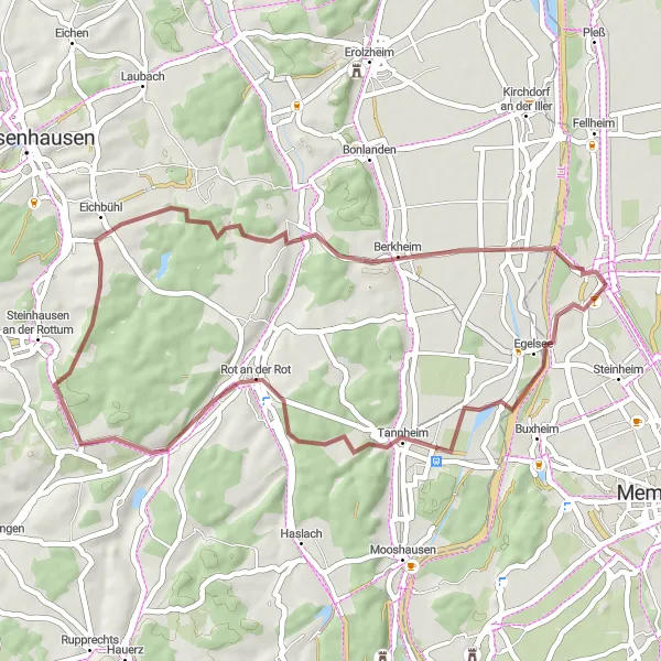 Karten-Miniaturansicht der Radinspiration "Rot an der Rot Schleife" in Schwaben, Germany. Erstellt vom Tarmacs.app-Routenplaner für Radtouren