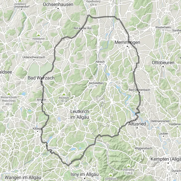 Karten-Miniaturansicht der Radinspiration "Road-Tour nach Koppenloh" in Schwaben, Germany. Erstellt vom Tarmacs.app-Routenplaner für Radtouren