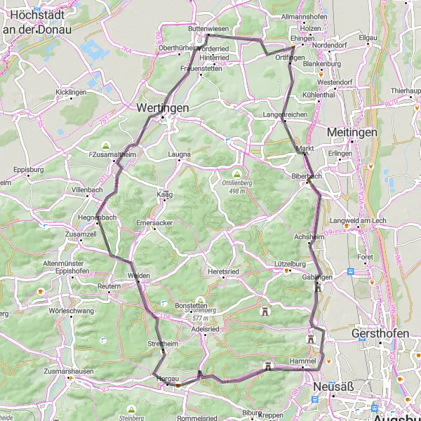 Karten-Miniaturansicht der Radinspiration "Historische Entdecker-Tour" in Schwaben, Germany. Erstellt vom Tarmacs.app-Routenplaner für Radtouren