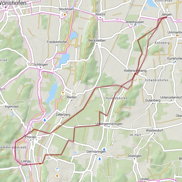 Karten-Miniaturansicht der Radinspiration "Kulturroute durch Schwaben" in Schwaben, Germany. Erstellt vom Tarmacs.app-Routenplaner für Radtouren