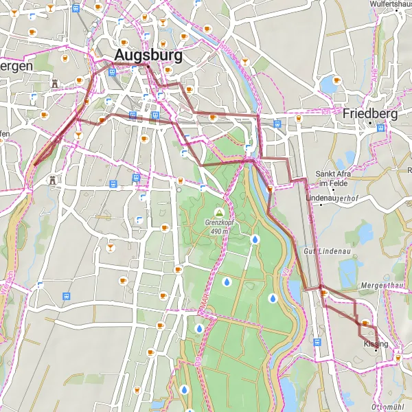 Map miniature of "A Ride through Gravel Wonderland" cycling inspiration in Schwaben, Germany. Generated by Tarmacs.app cycling route planner