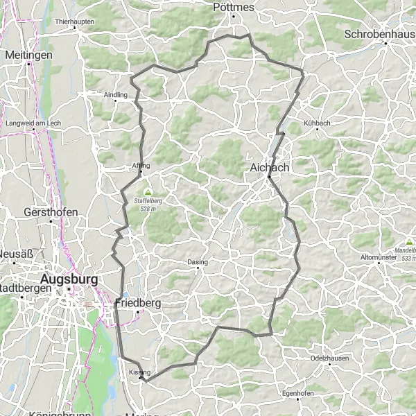 Map miniature of "The Schwaben Adventure Ride" cycling inspiration in Schwaben, Germany. Generated by Tarmacs.app cycling route planner