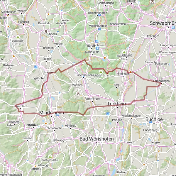 Karten-Miniaturansicht der Radinspiration "Gravel Tour durch Schwaben" in Schwaben, Germany. Erstellt vom Tarmacs.app-Routenplaner für Radtouren