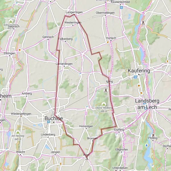 Karten-Miniaturansicht der Radinspiration "Kurze Runde durch malerische Dörfer in Schwaben" in Schwaben, Germany. Erstellt vom Tarmacs.app-Routenplaner für Radtouren