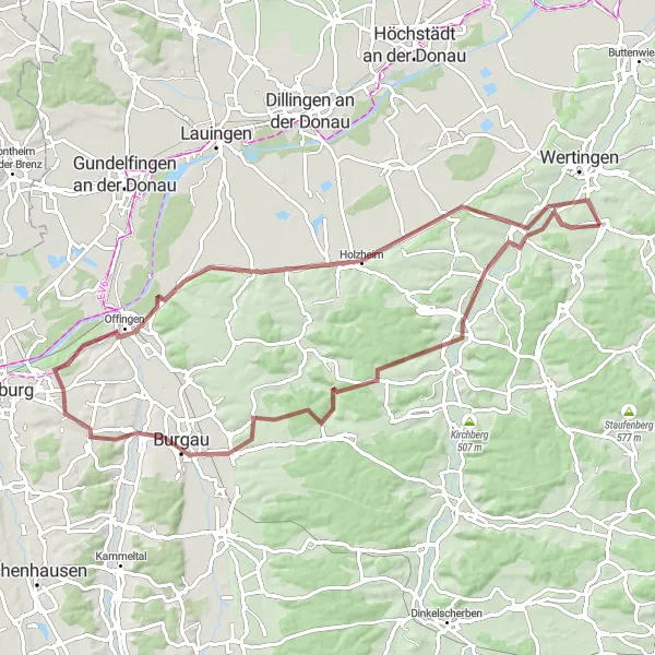 Map miniature of "Zusamaltheim Escape" cycling inspiration in Schwaben, Germany. Generated by Tarmacs.app cycling route planner