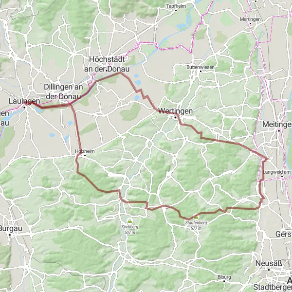 Karten-Miniaturansicht der Radinspiration "Abenteuerliche Gravel-Tour durch beeindruckende Landschaften" in Schwaben, Germany. Erstellt vom Tarmacs.app-Routenplaner für Radtouren