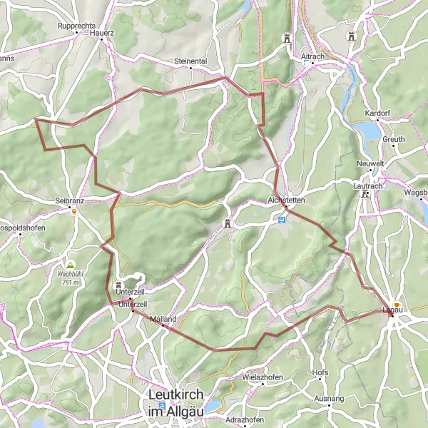 Map miniature of "Legau - Balterazhofer Höhe Loop" cycling inspiration in Schwaben, Germany. Generated by Tarmacs.app cycling route planner