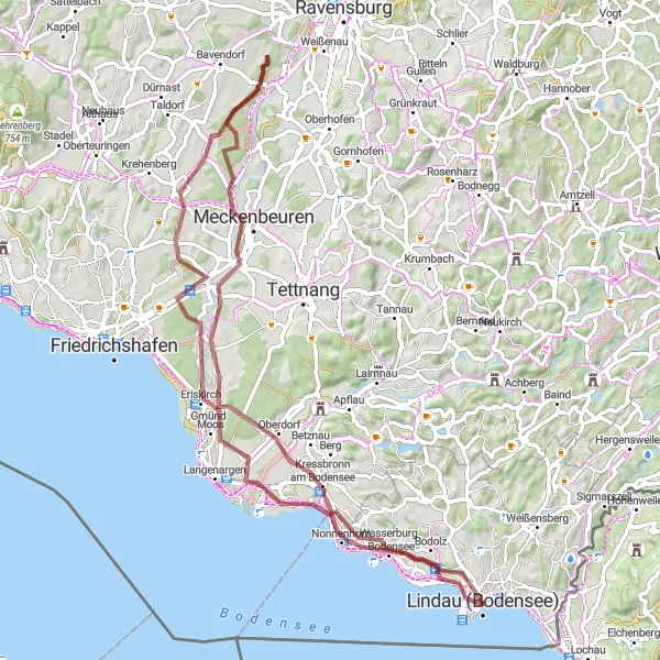 Karten-Miniaturansicht der Radinspiration "Bodensee-Runde über Oberzell und Herrmannsberg" in Schwaben, Germany. Erstellt vom Tarmacs.app-Routenplaner für Radtouren