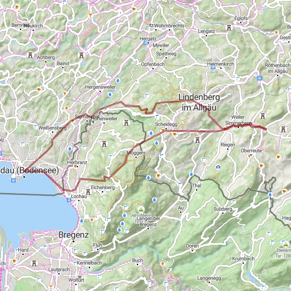 Karten-Miniaturansicht der Radinspiration "Abenteuerliche Gravel-Tour" in Schwaben, Germany. Erstellt vom Tarmacs.app-Routenplaner für Radtouren
