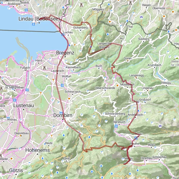 Karten-Miniaturansicht der Radinspiration "Gravelabenteuer Bodensee-Runde" in Schwaben, Germany. Erstellt vom Tarmacs.app-Routenplaner für Radtouren