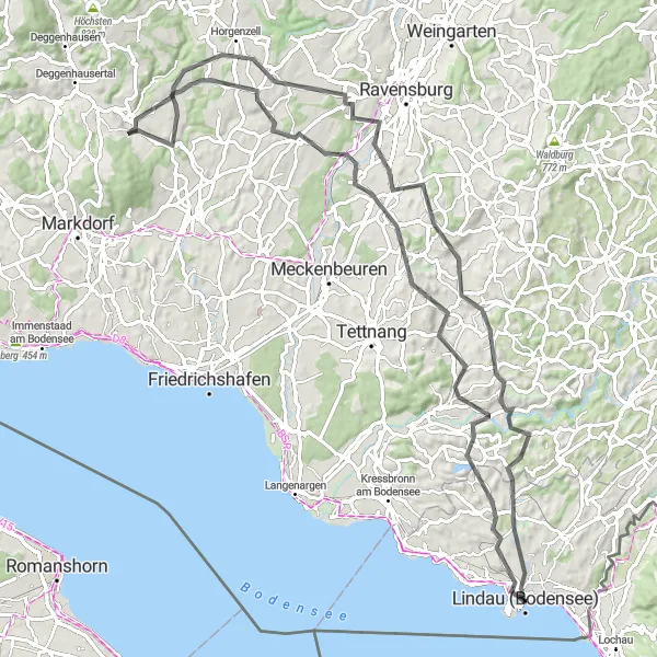 Map miniature of "Hill Country Adventure" cycling inspiration in Schwaben, Germany. Generated by Tarmacs.app cycling route planner