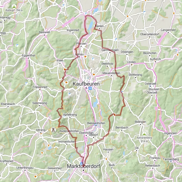 Map miniature of "Gravel Adventure" cycling inspiration in Schwaben, Germany. Generated by Tarmacs.app cycling route planner