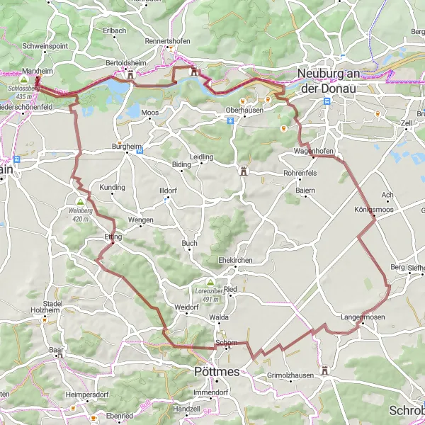 Karten-Miniaturansicht der Radinspiration "Entdecke den Galgenberg und den Weinberg" in Schwaben, Germany. Erstellt vom Tarmacs.app-Routenplaner für Radtouren