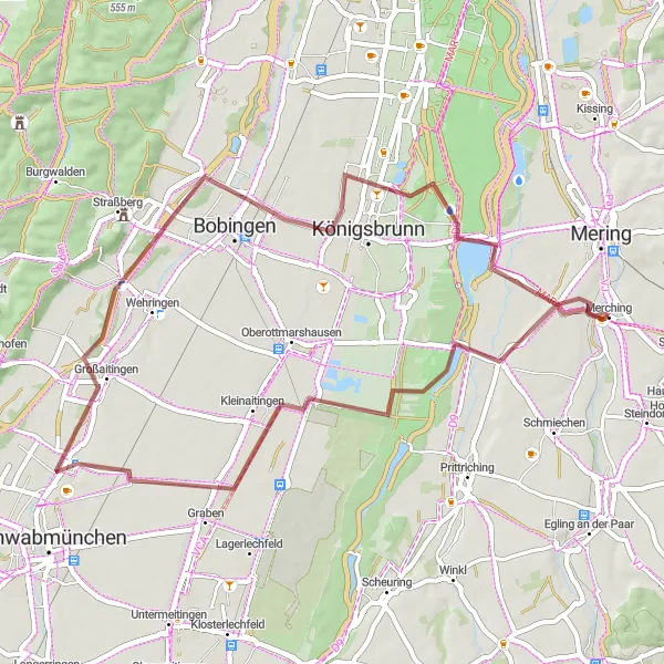 Karten-Miniaturansicht der Radinspiration "Gravelabenteuer im Schwabenland" in Schwaben, Germany. Erstellt vom Tarmacs.app-Routenplaner für Radtouren