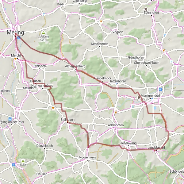 Karten-Miniaturansicht der Radinspiration "Rundweg Althegnenberg-Jesenwang-Merching" in Schwaben, Germany. Erstellt vom Tarmacs.app-Routenplaner für Radtouren