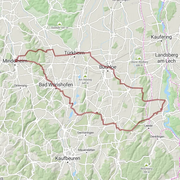 Map miniature of "Amberg-Dorschhausen gravel adventure" cycling inspiration in Schwaben, Germany. Generated by Tarmacs.app cycling route planner