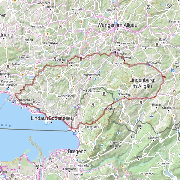 Map miniature of "Antoniusberg Loop" cycling inspiration in Schwaben, Germany. Generated by Tarmacs.app cycling route planner