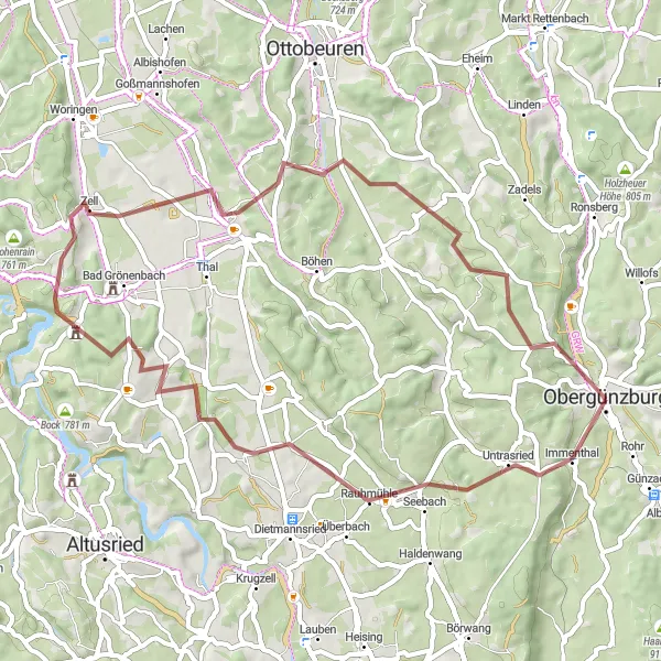 Karten-Miniaturansicht der Radinspiration "Probstried-Hörpolz Tour" in Schwaben, Germany. Erstellt vom Tarmacs.app-Routenplaner für Radtouren