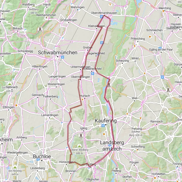 Map miniature of "Graveltastic Adventure" cycling inspiration in Schwaben, Germany. Generated by Tarmacs.app cycling route planner