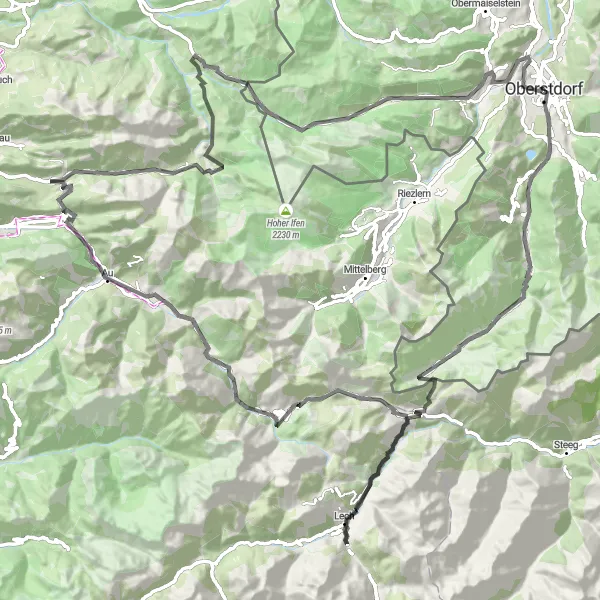 Map miniature of "Alpine Road Cycling Adventure" cycling inspiration in Schwaben, Germany. Generated by Tarmacs.app cycling route planner
