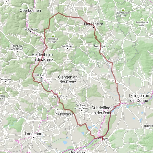Karten-Miniaturansicht der Radinspiration "Rundweg Sophienried und Berg Falkenstein" in Schwaben, Germany. Erstellt vom Tarmacs.app-Routenplaner für Radtouren