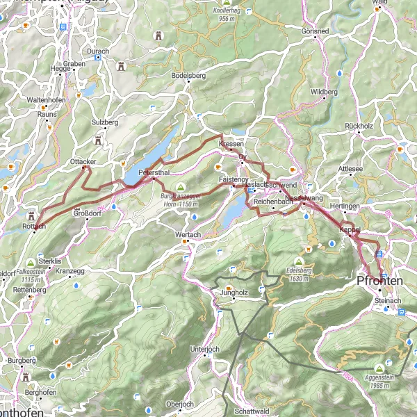 Karten-Miniaturansicht der Radinspiration "Bike-Abenteuer im Allgäu" in Schwaben, Germany. Erstellt vom Tarmacs.app-Routenplaner für Radtouren