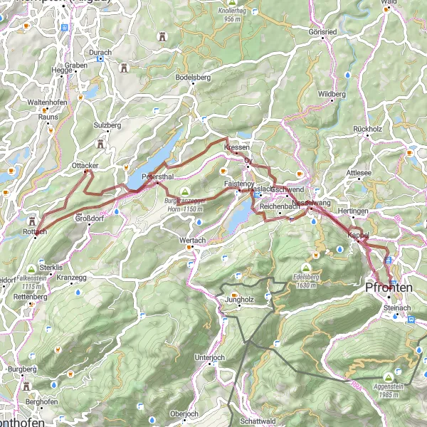 Map miniature of "Alpine Adventure" cycling inspiration in Schwaben, Germany. Generated by Tarmacs.app cycling route planner