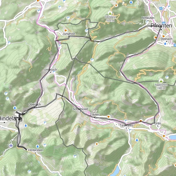 Karten-Miniaturansicht der Radinspiration "Alpine Genüsse auf dem Road-Bike" in Schwaben, Germany. Erstellt vom Tarmacs.app-Routenplaner für Radtouren