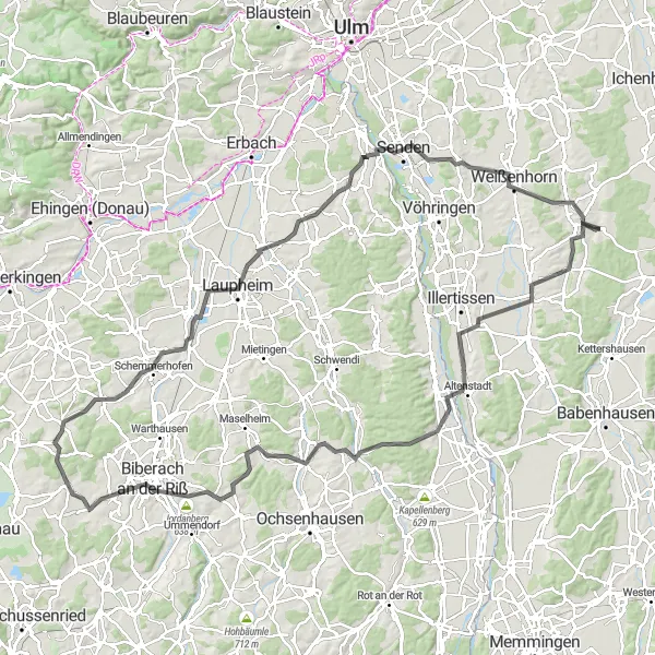 Map miniature of "Buch Loop" cycling inspiration in Schwaben, Germany. Generated by Tarmacs.app cycling route planner
